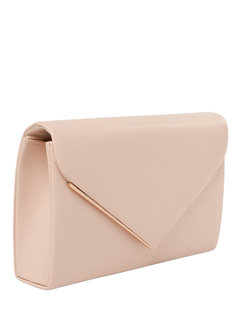 Product image 2 of 4, which shows Paradox London Delyssa Flapover Clutch Bag, Nude