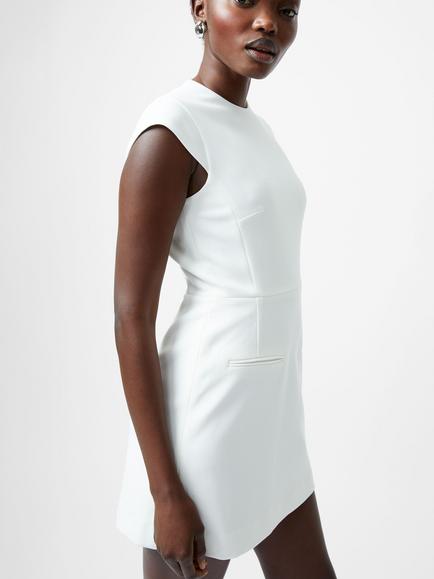 French Connection Whisper Crew Neck Mini Dress, Summer White