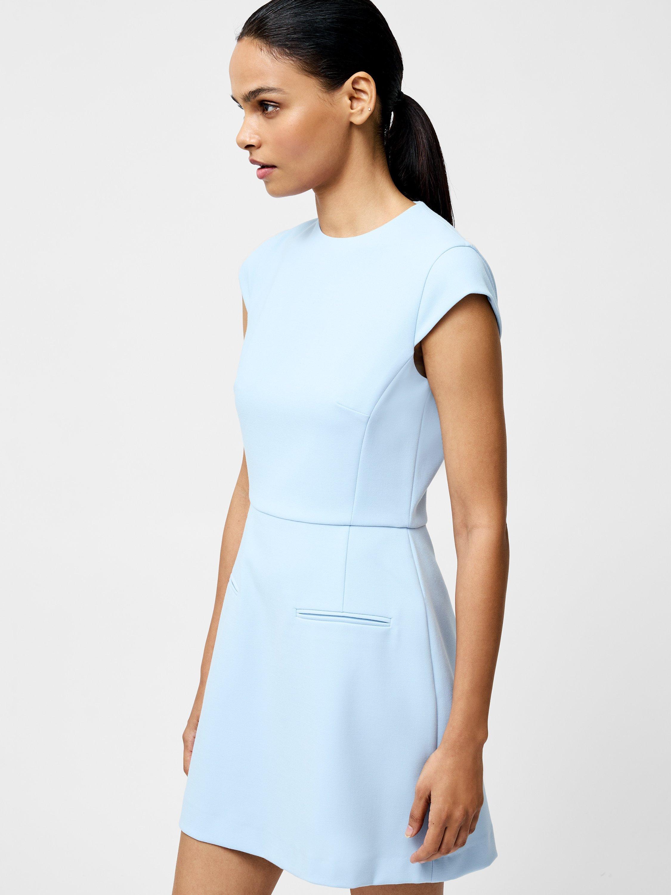 Product image 3 of 5, which shows French Connection Whisper Crew Neck Mini Dress, Cashmere Blue, 12