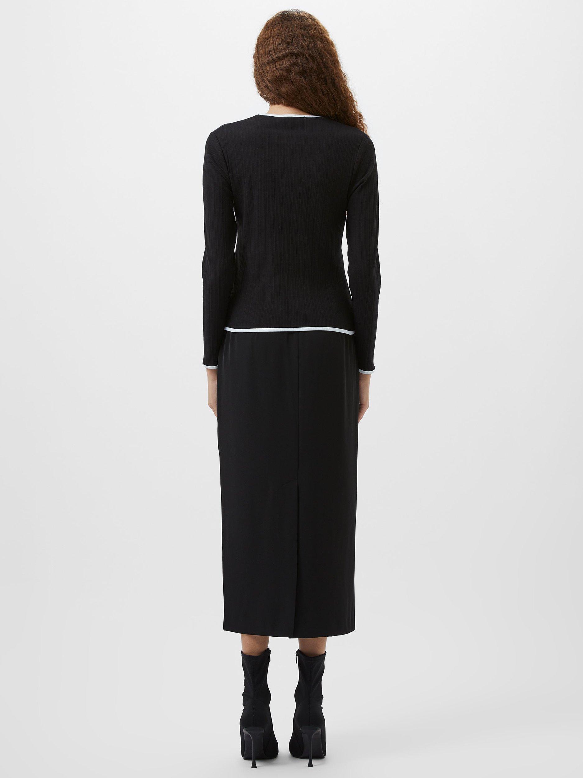 Product image 4 of 5, which shows French Connection Sasia Rib Contrast Top, Black/White, XS