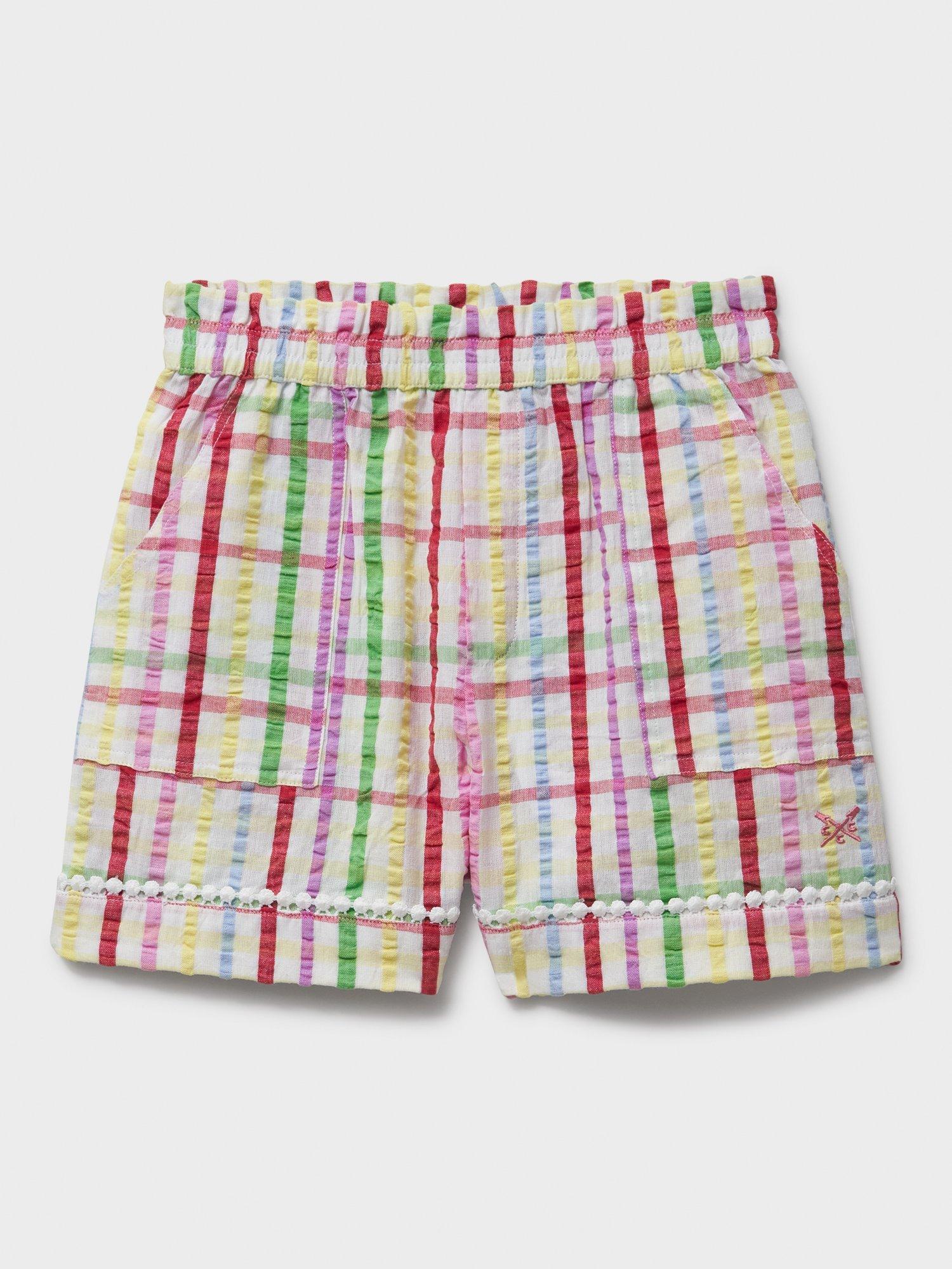 Product image 1 of 3, which shows Crew Clothing Kids' Seersucker Check Shorts, White/Multi, 8-9 years