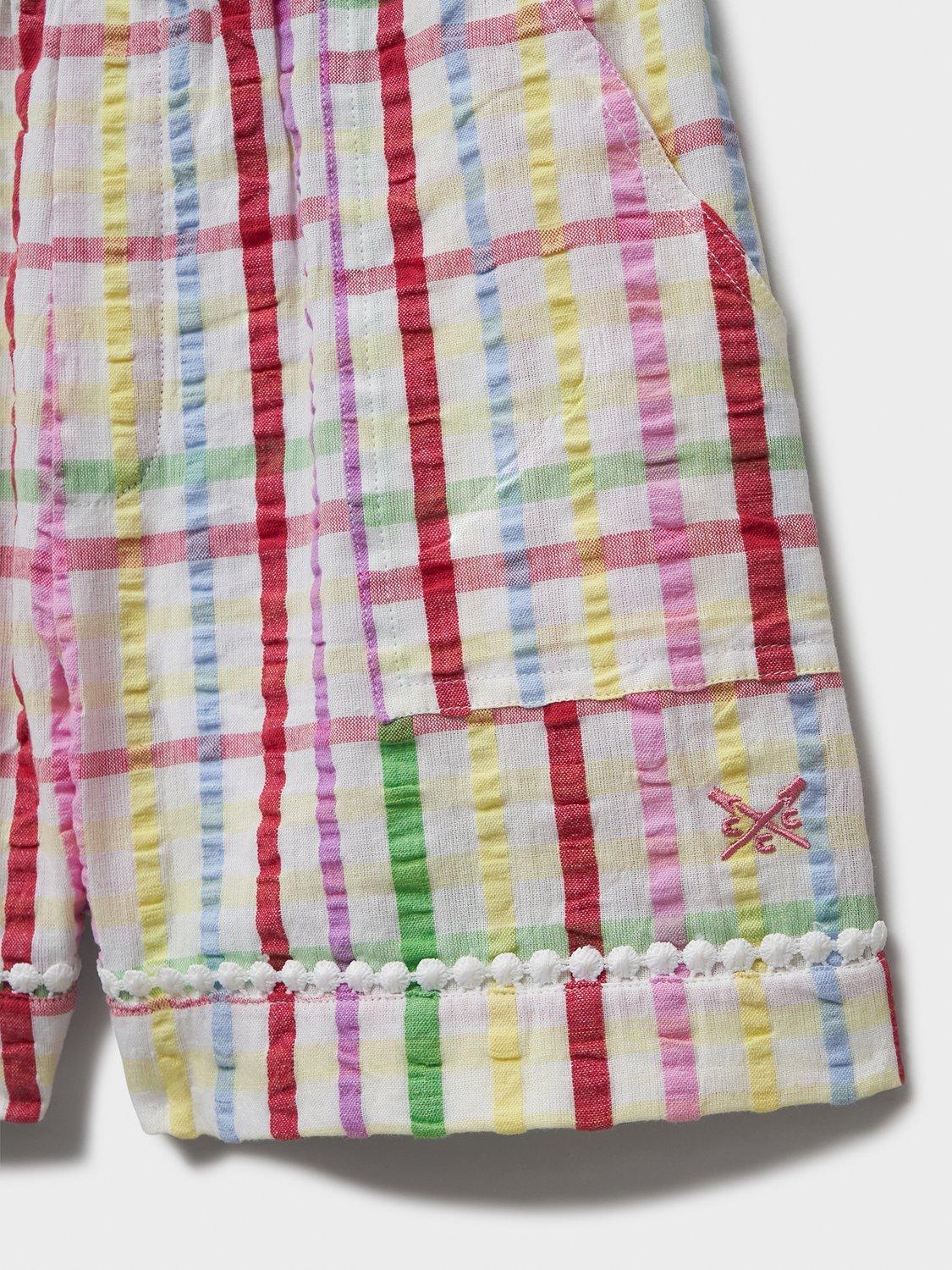 Product image 3 of 3, which shows Crew Clothing Kids' Seersucker Check Shorts, White/Multi, 8-9 years