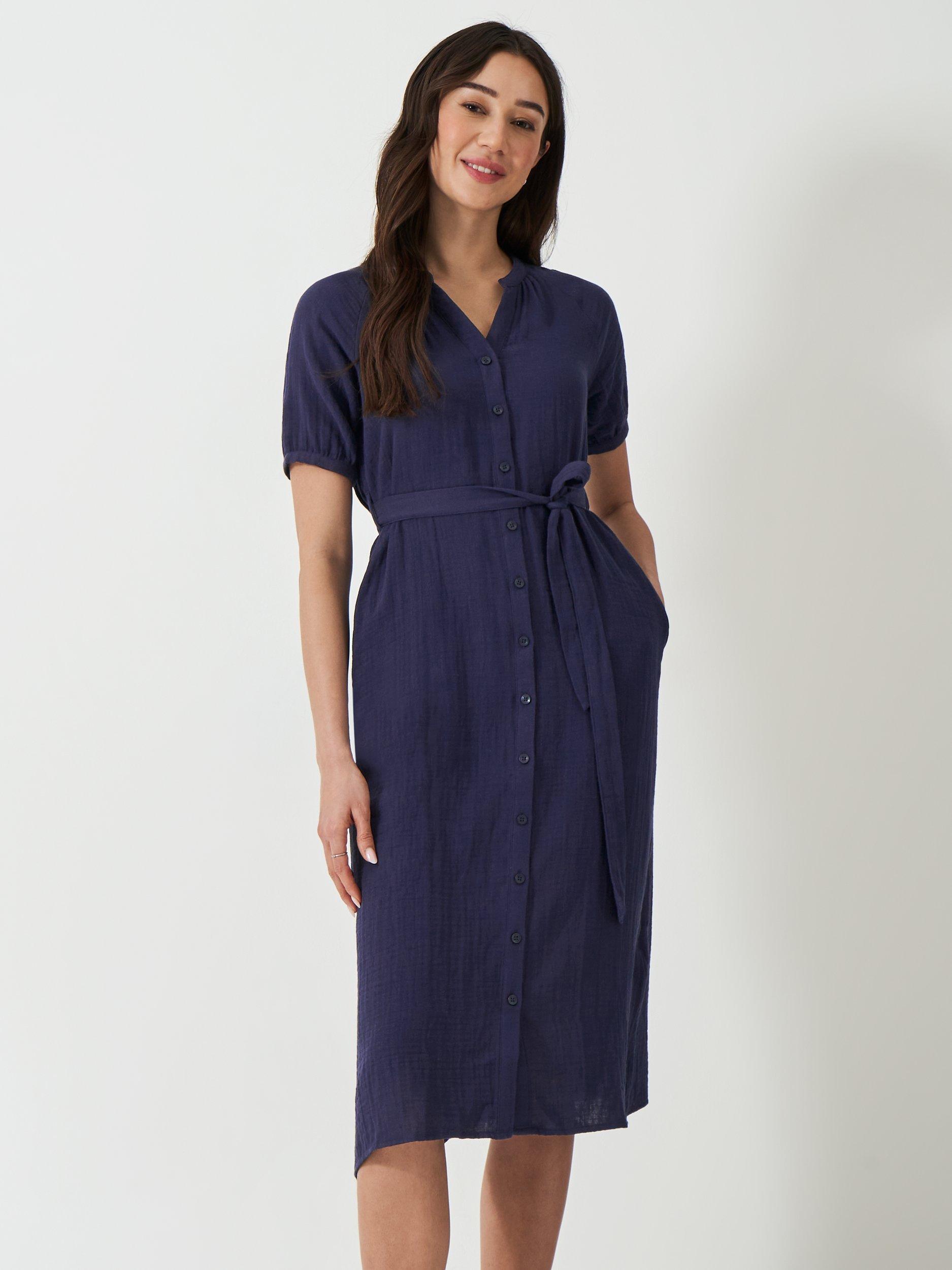 Product image 2 of 5, which shows Crew Clothing Kate Cheesecloth Dress, Navy Blue, 6