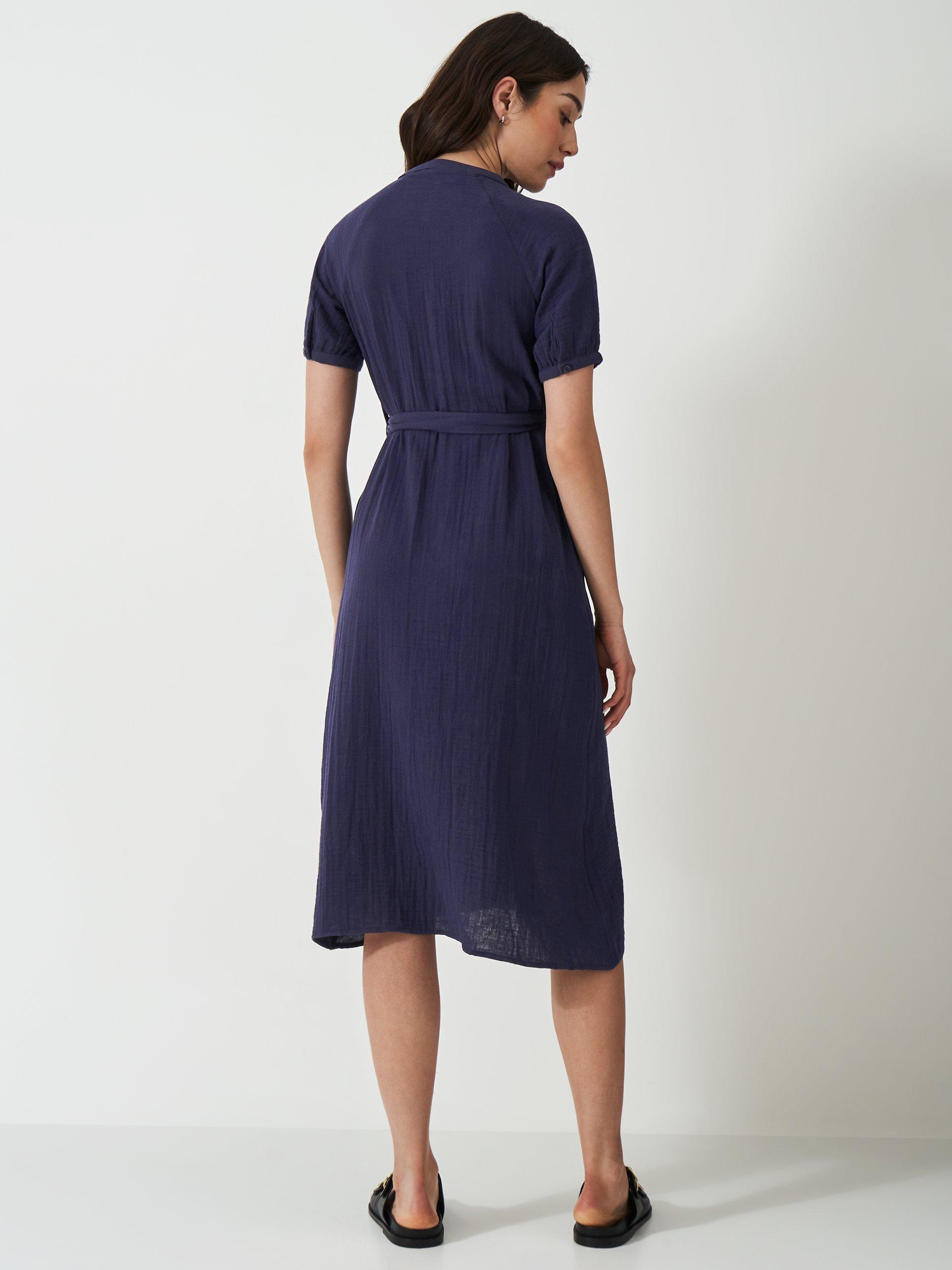 Product image 3 of 5, which shows Crew Clothing Kate Cheesecloth Dress, Navy Blue, 6