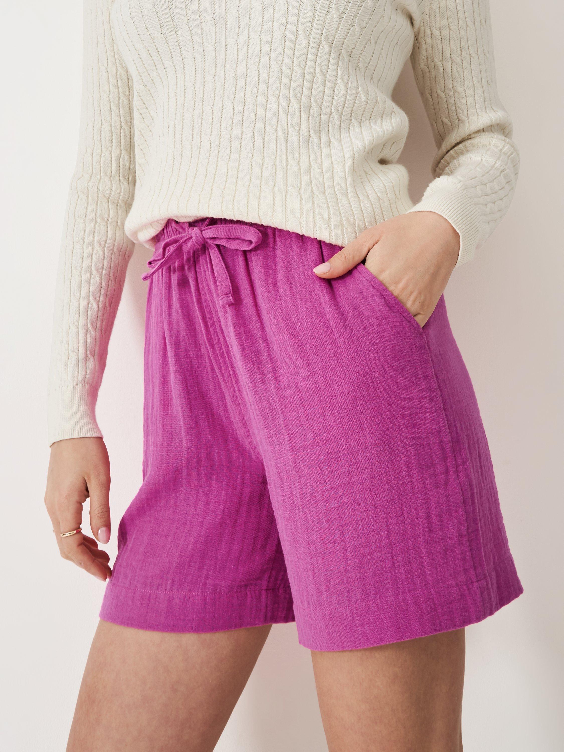 Product image 1 of 5, which shows Crew Clothing Cotton Drawcord Shorts, Bright Pink, 6