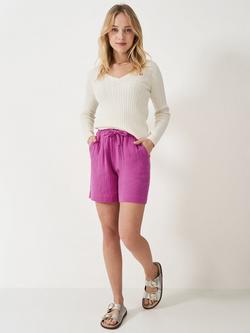 Crew Clothing Cotton Drawcord Shorts, Bright Pink - view 2, Bright Pink