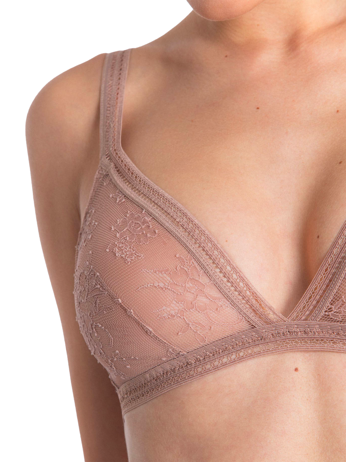 Product image 2 of 6, which shows Maison Lejaby Miss Lejaby Lace Triangle Bra, Pralin, 32A