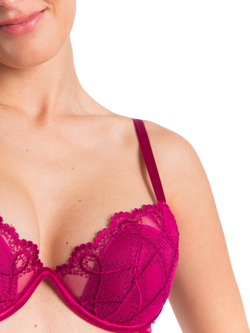 Maison Lejaby Bold Embroidered Push-Up Bra - view 2, Berry
