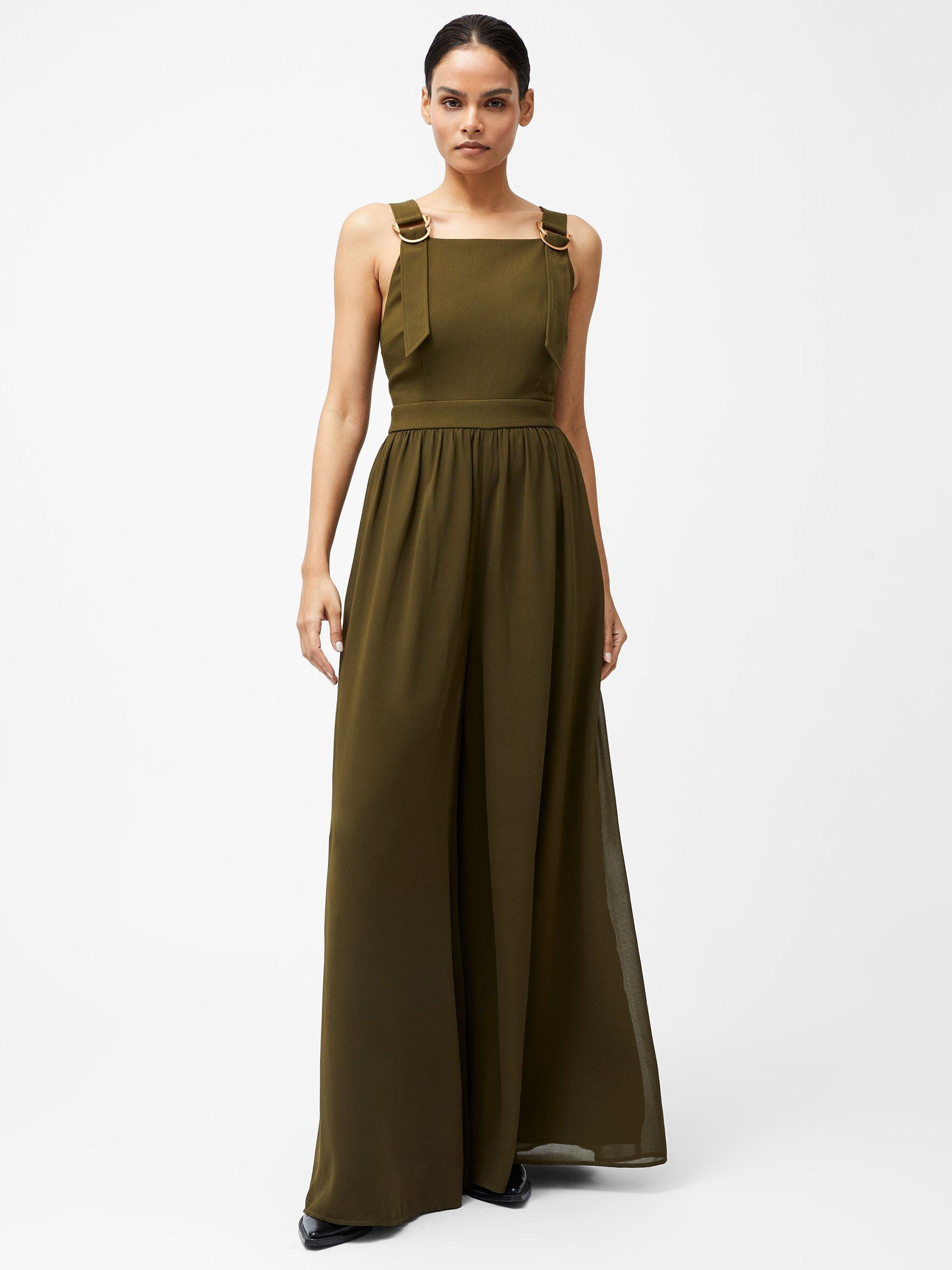 Product image 2 of 5, which shows French Connection Azra Eden Wide Leg Jumpsuit, Khaki, 12
