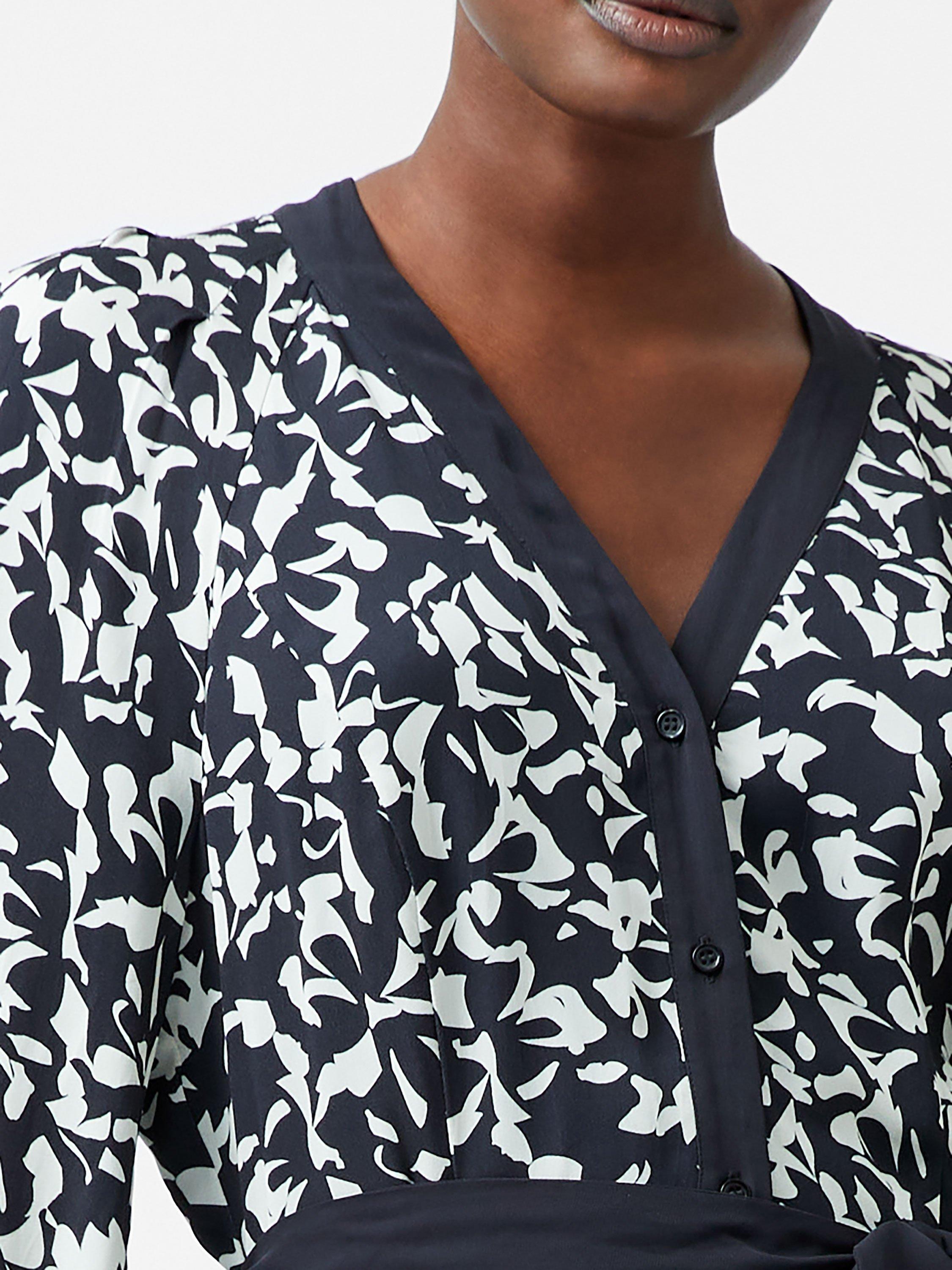 Product image 2 of 5, which shows French Connection Kelly Almere Floral Dress, Navy/Cream, 6