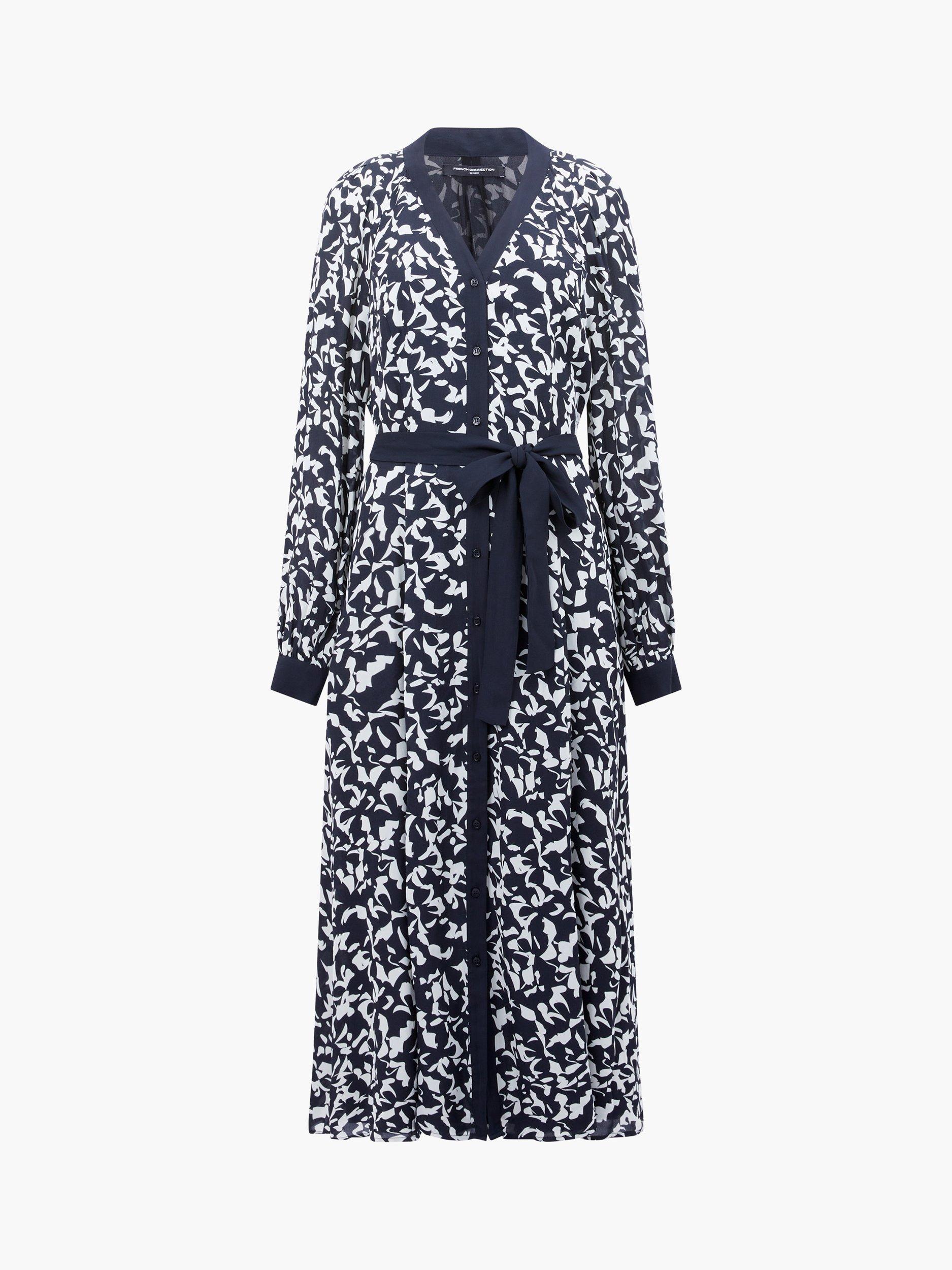 Product image 5 of 5, which shows French Connection Kelly Almere Floral Dress, Navy/Cream, 6