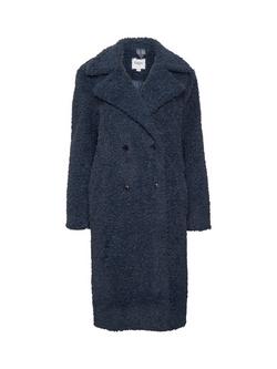 Saint Tropez Nellie Double Breasted Teddy Coat, Blue, Blue