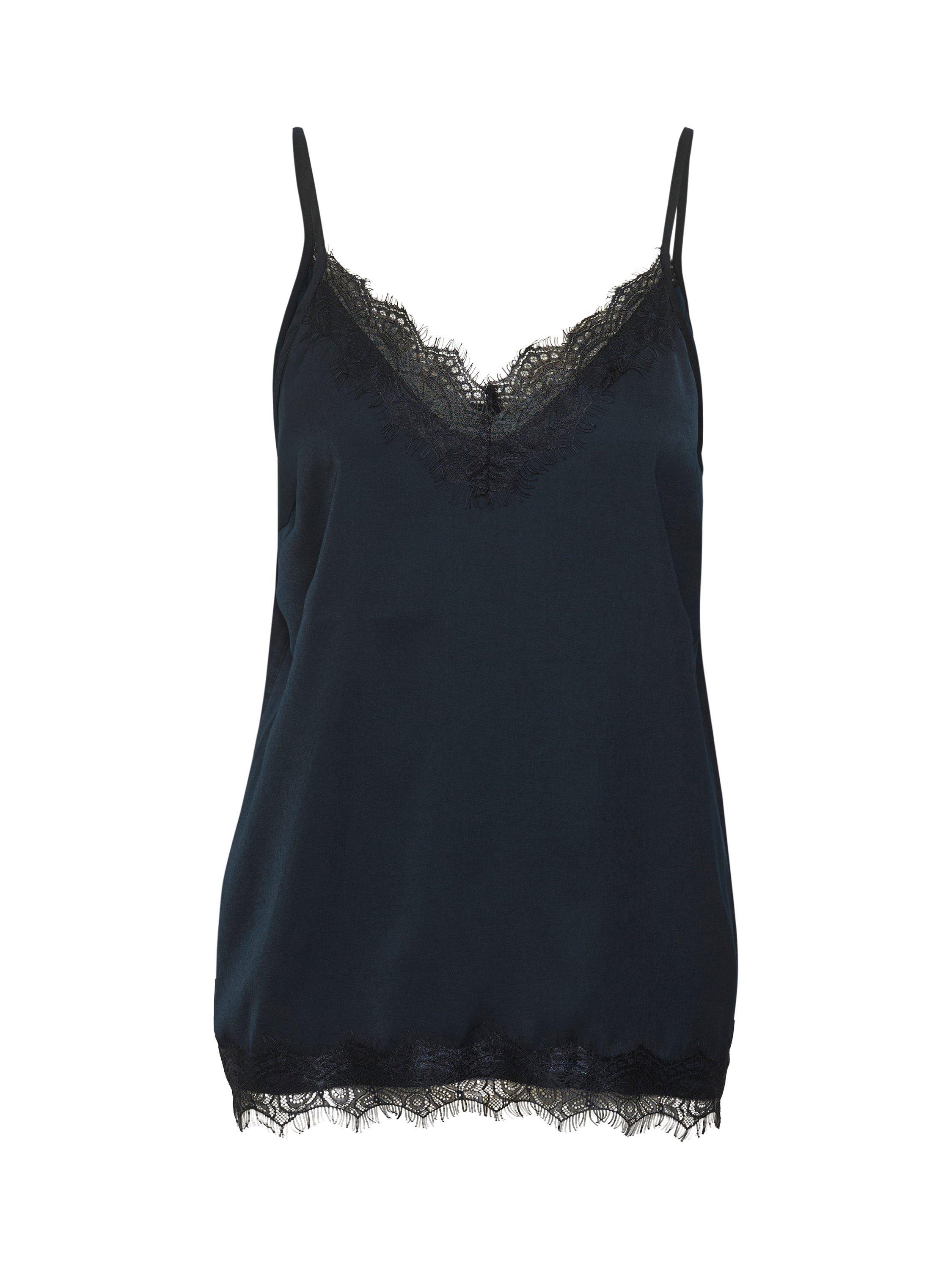 Saint Tropez Ash Eyelash Lace Trim Vest Top