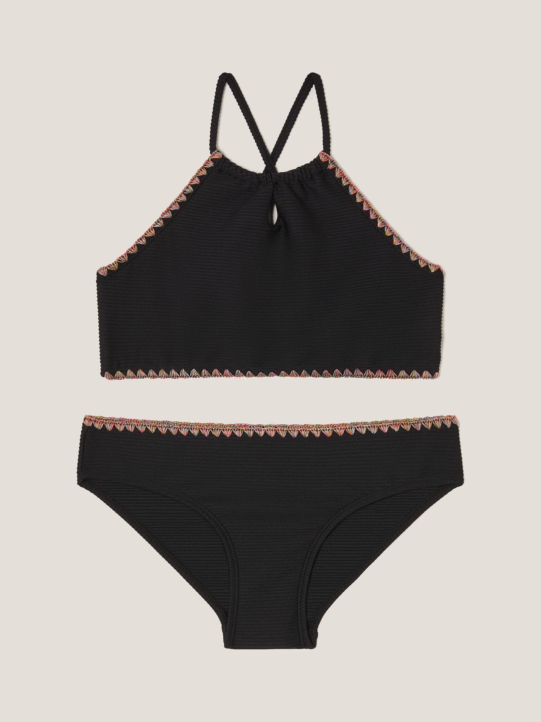 Product image 1 of 3, which shows Monsoon Kids' Stitch Bikini , Black, 9-10 years