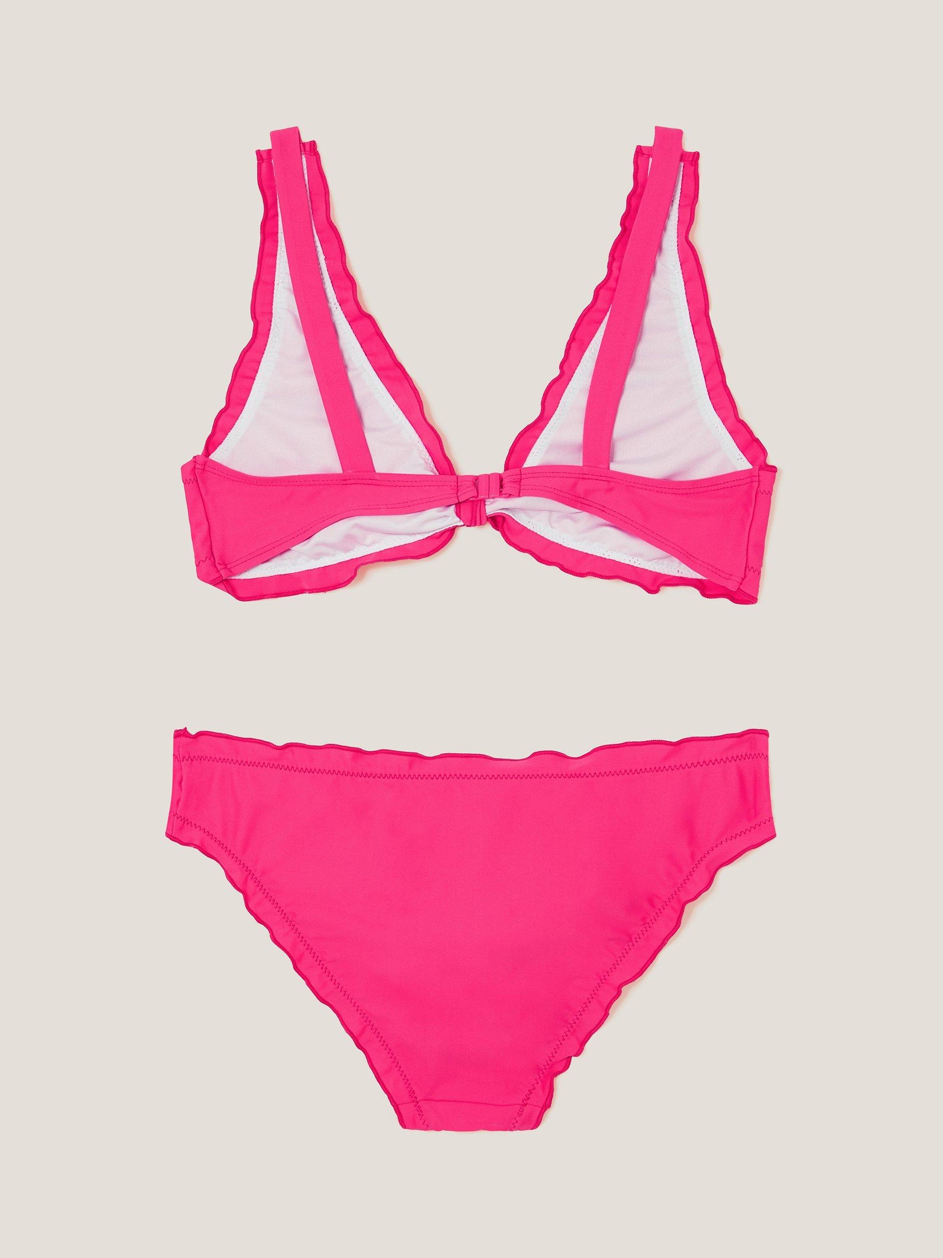 Product image 2 of 3, which shows Monsoon Kids' Frill Trim Bikini, Pink, 7-8 years
