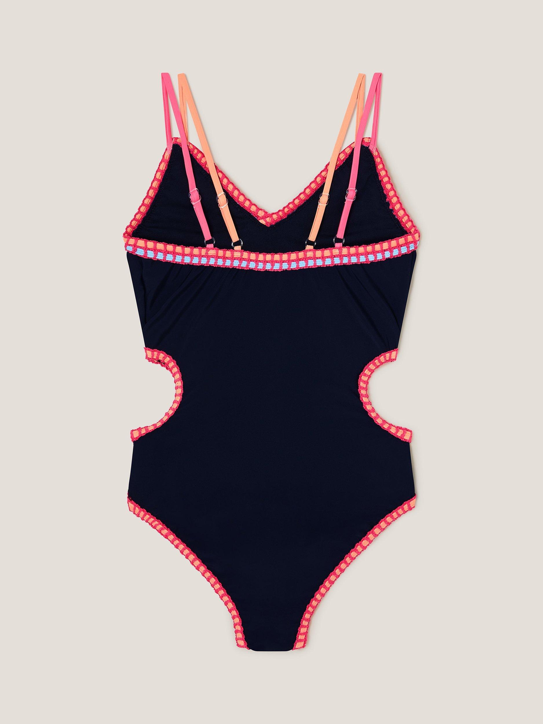 Product image 2 of 3, which shows Monsoon Kids' Stitch Swimsuit, Black/Multi, 7-8 years