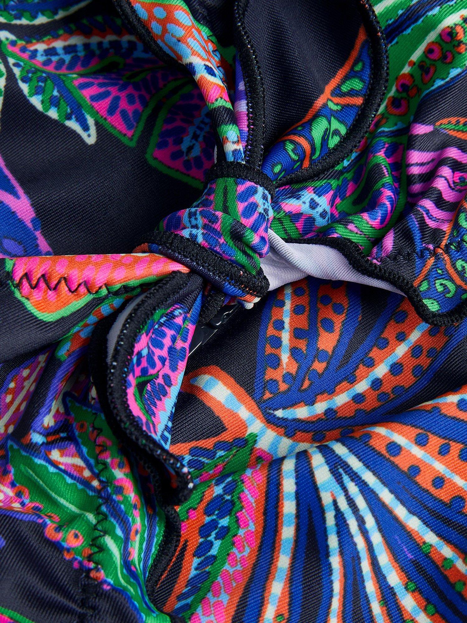 Product image 3 of 3, which shows Monsoon Kids' Tropical Print Scallop Trim Bikini, Multi, 7-8 years