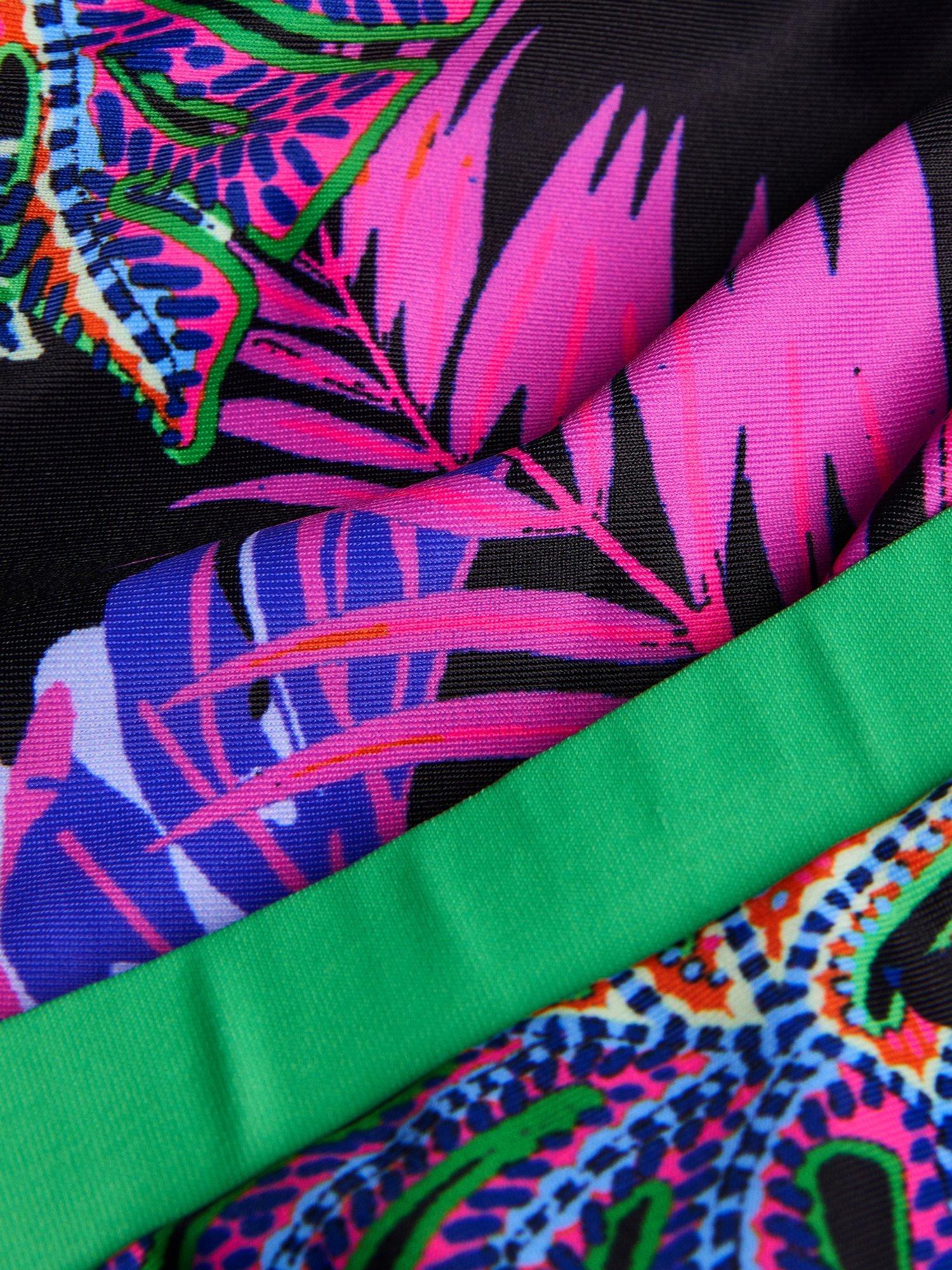 Product image 3 of 3, which shows Monsoon Kids' Tropical Print Bikini , Black, 9-10 years