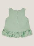 Monsoon Kids' Cotton Ruffle Hem Sleeveless Top, Green