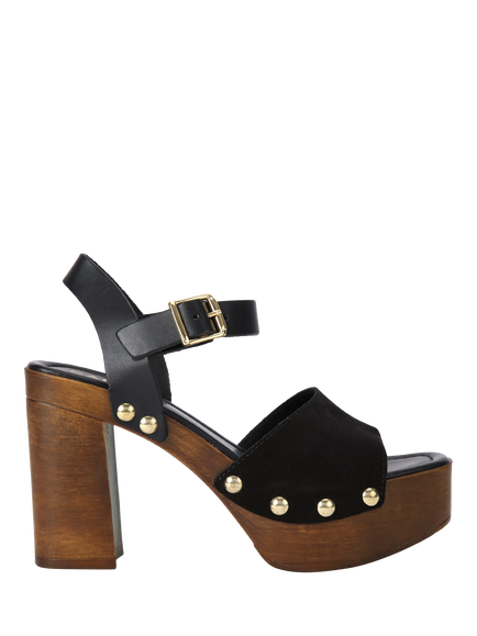 Carvela Festa Leather Block Heel Sandals, Black, Black