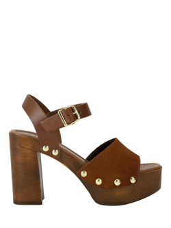 Carvela Festa Leather Block Heel Sandals, Brown, Brown