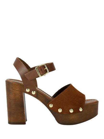 Carvela Festa Leather Block Heel Sandals, Brown, Brown