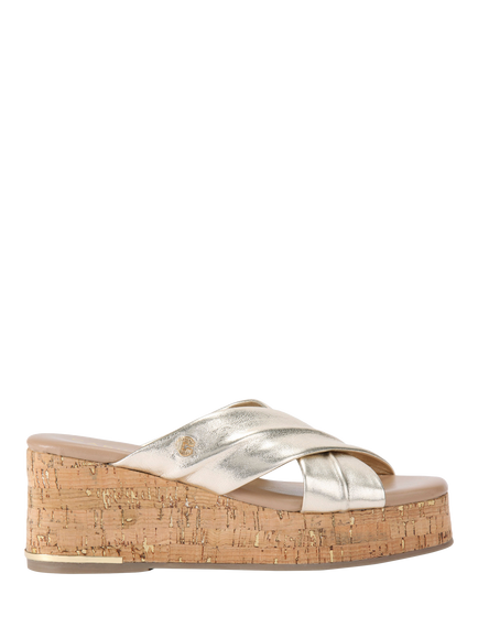 Carvela Fresco Cross Wedge Sandals, Gold, Gold
