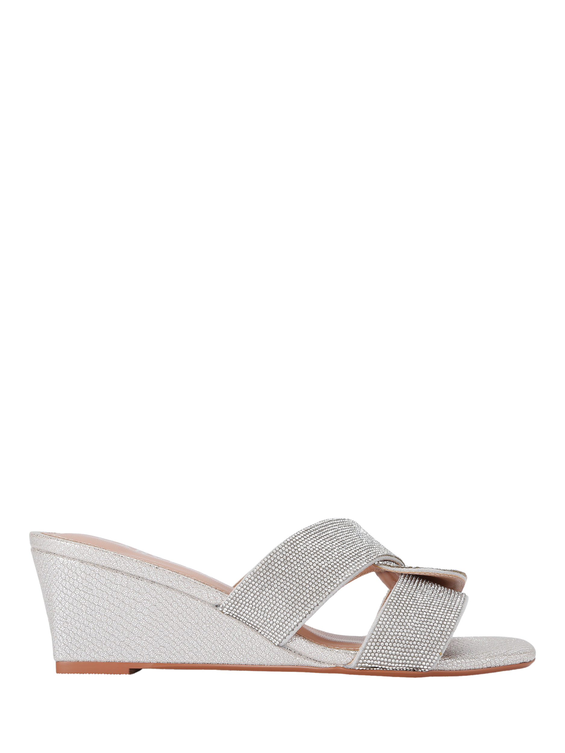 Product image 1 of 4, which shows Carvela Ornella Embellished Mule Wedges, Silver, 3