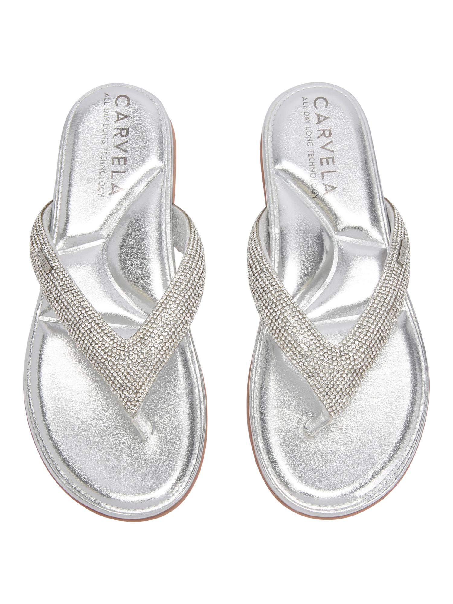 Product image 2 of 4, which shows Carvela Riviera Jewel Embellished Metallic Sandals, Silver, 3