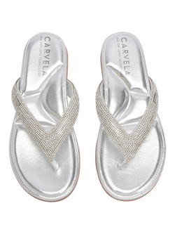 Carvela Riviera Jewel Embellished Metallic Sandals - view 2, Silver