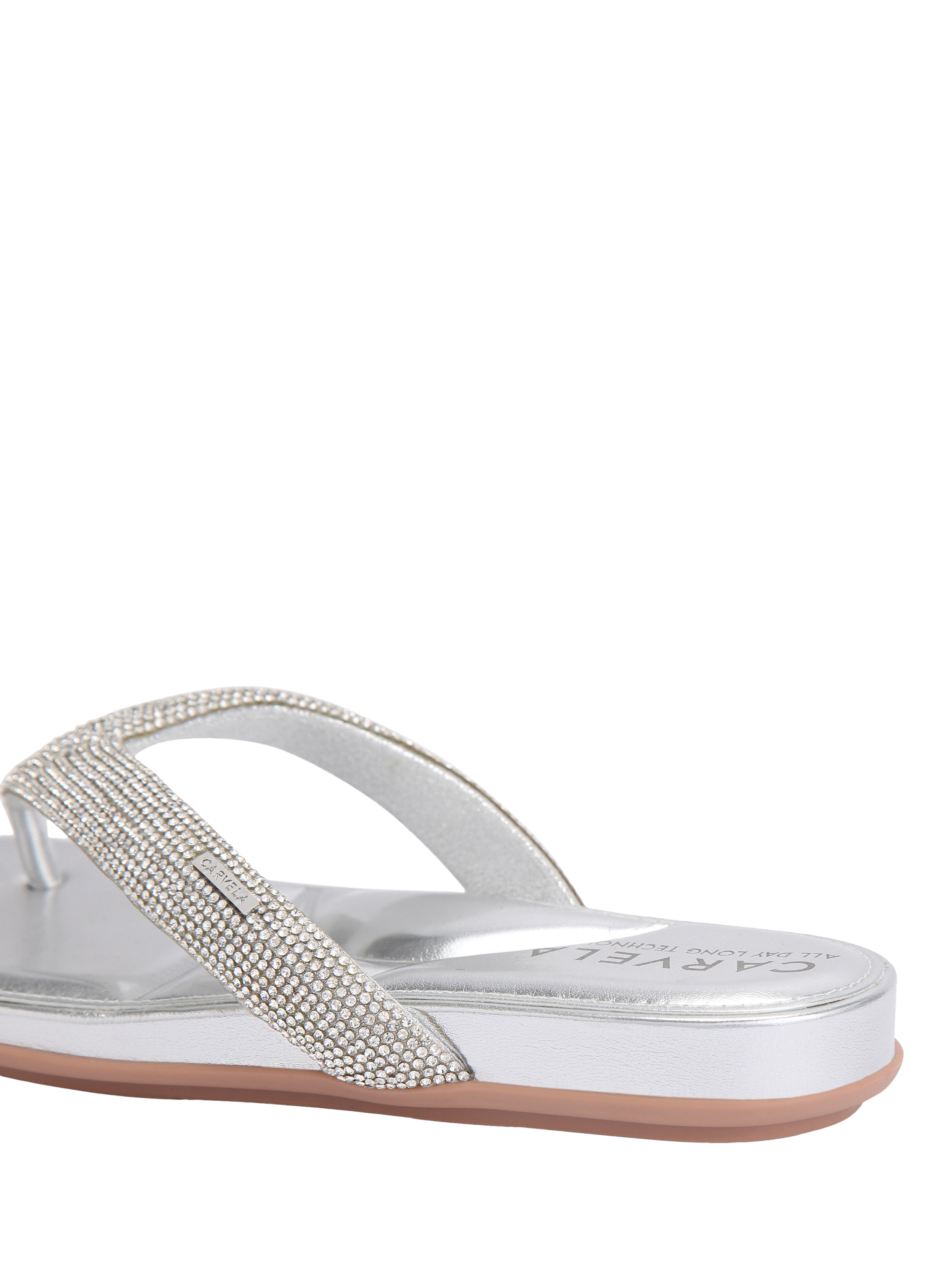 Product image 3 of 4, which shows Carvela Riviera Jewel Embellished Metallic Sandals, Silver, 3