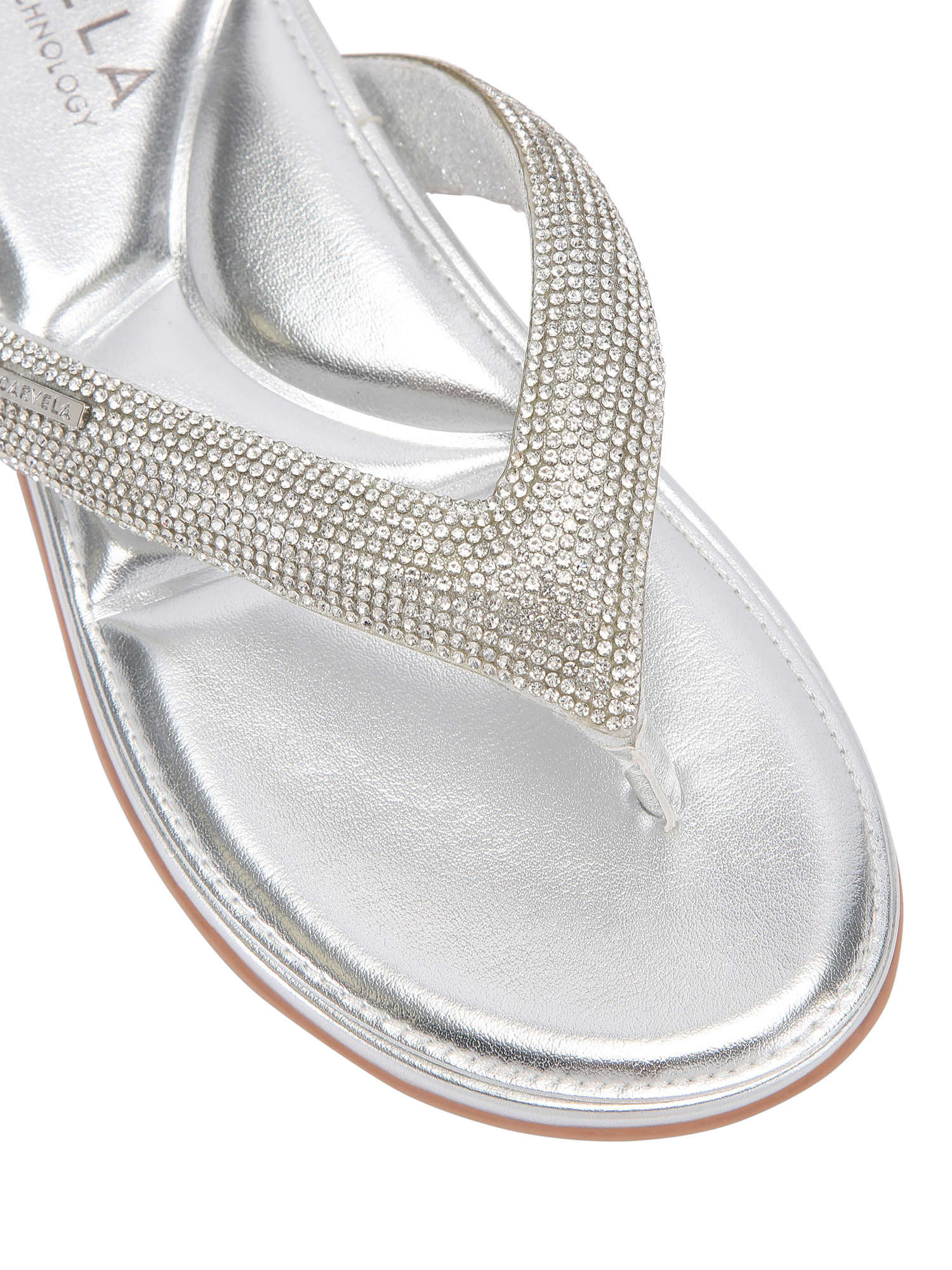 Product image 4 of 4, which shows Carvela Riviera Jewel Embellished Metallic Sandals, Silver, 3