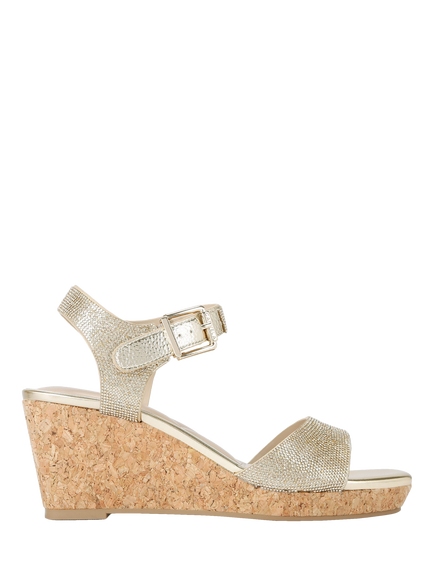 Carvela Sadie Jewel Wedge Heel Sandals, Gold, Gold