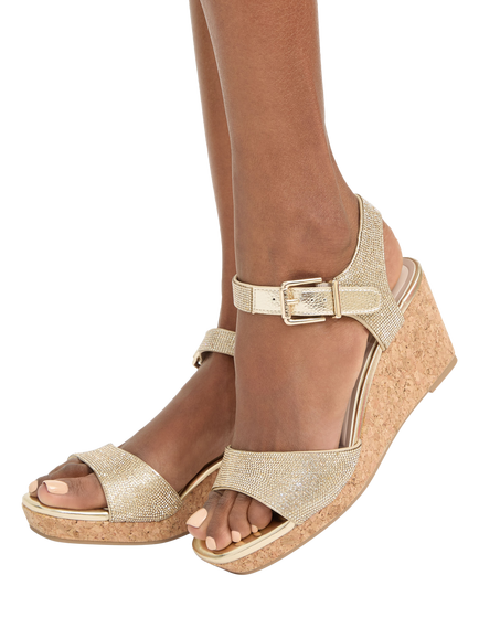 Carvela Sadie Jewel Wedge Heel Sandals, Gold - view 2, Gold