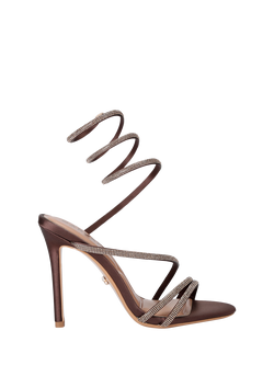 Carvela Spiral Diamante Embellished Strappy Sandals, Mid Brown