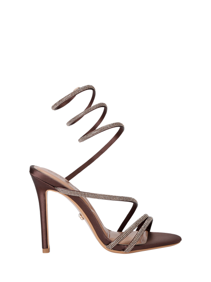 Carvela Spiral Diamante Embellished Strappy Sandals, Mid Brown