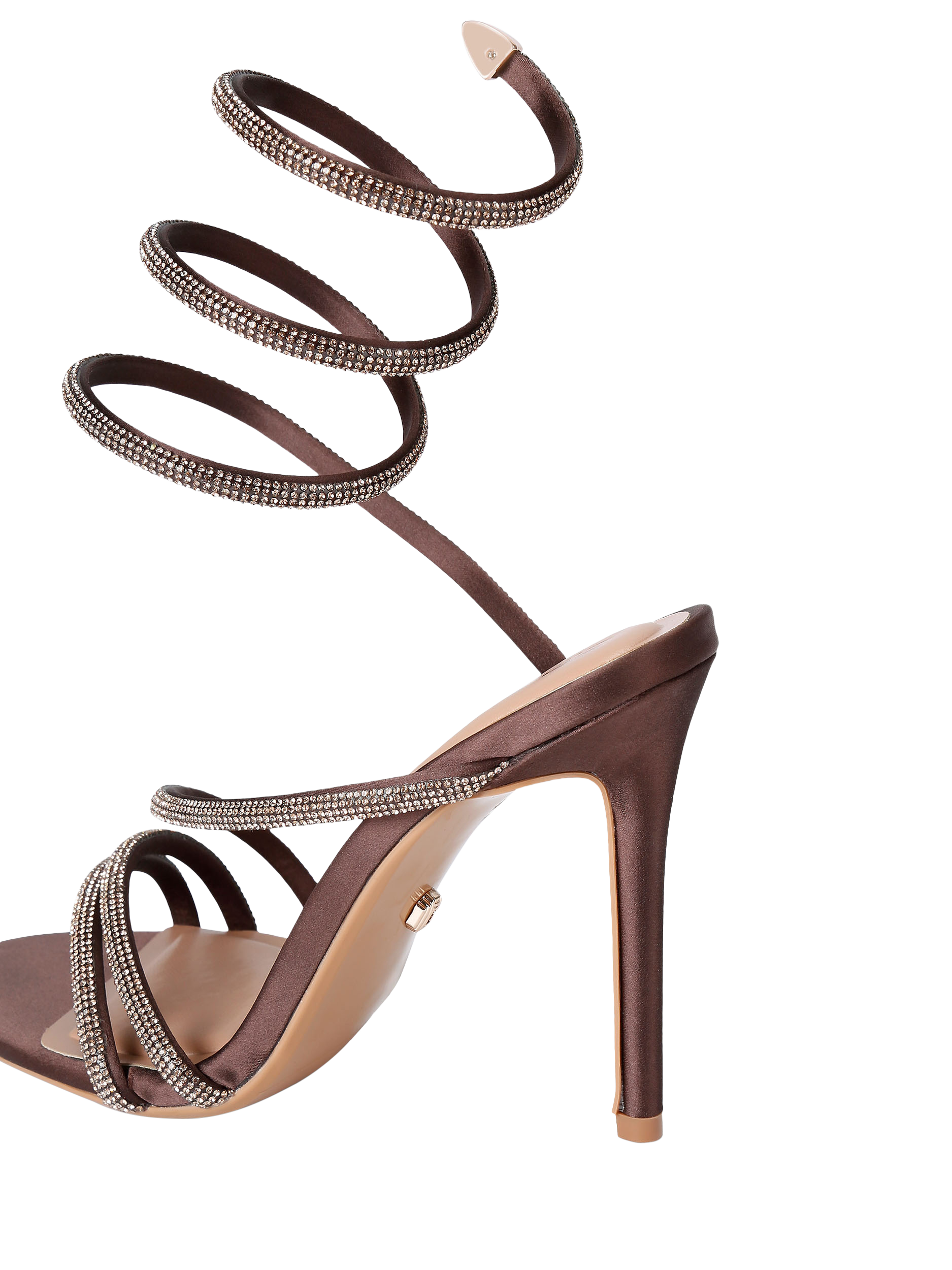 Product image 3 of 4, which shows Carvela Spiral Diamante Embellished Strappy Sandals, Mid Brown, 3