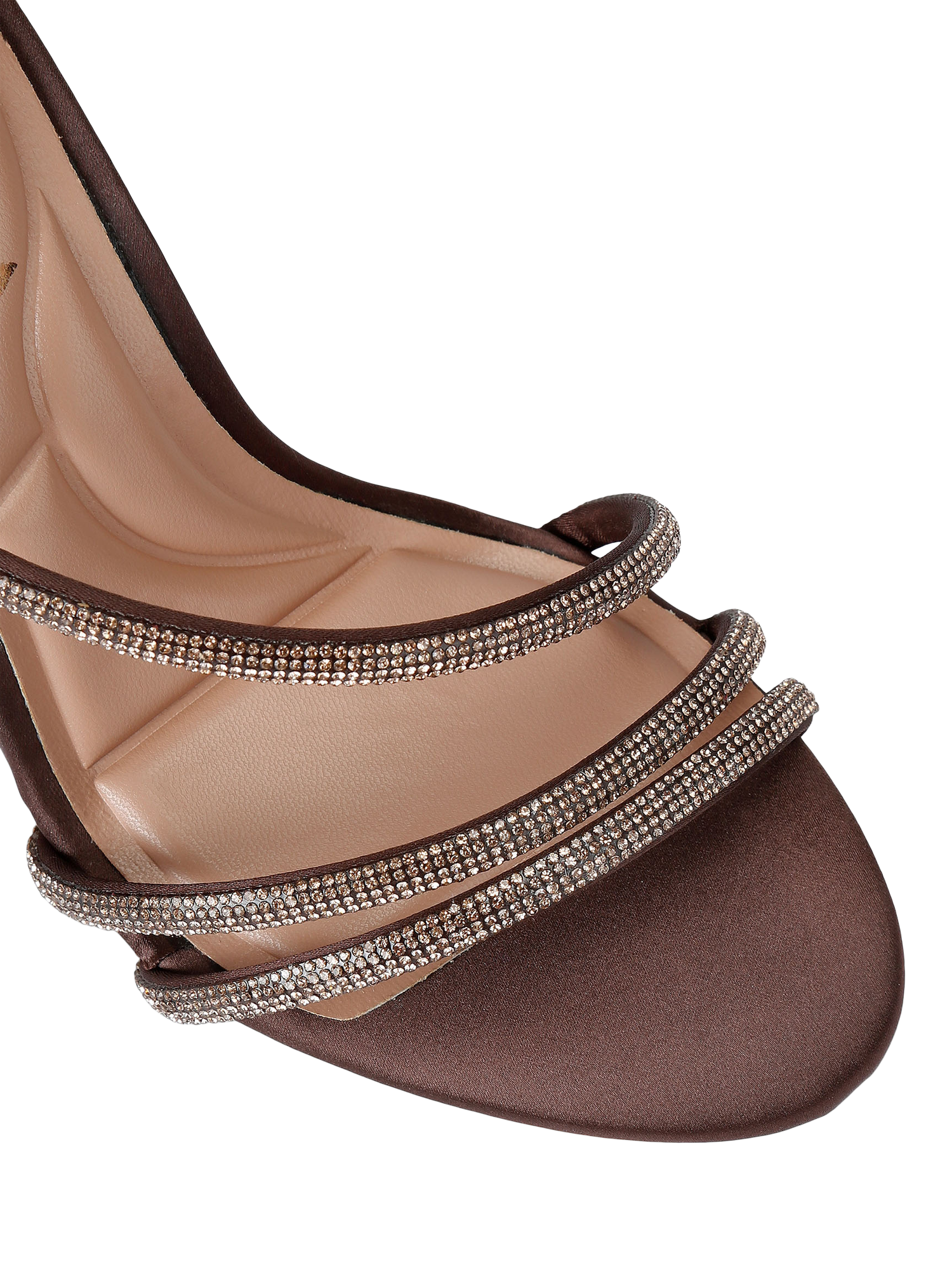 Product image 4 of 4, which shows Carvela Spiral Diamante Embellished Strappy Sandals, Mid Brown, 3