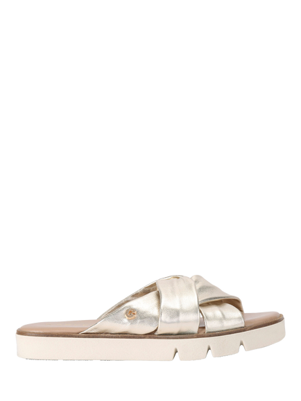 Carvela Vita Leather Cross Strap Footbed Sandals, Gold, Gold