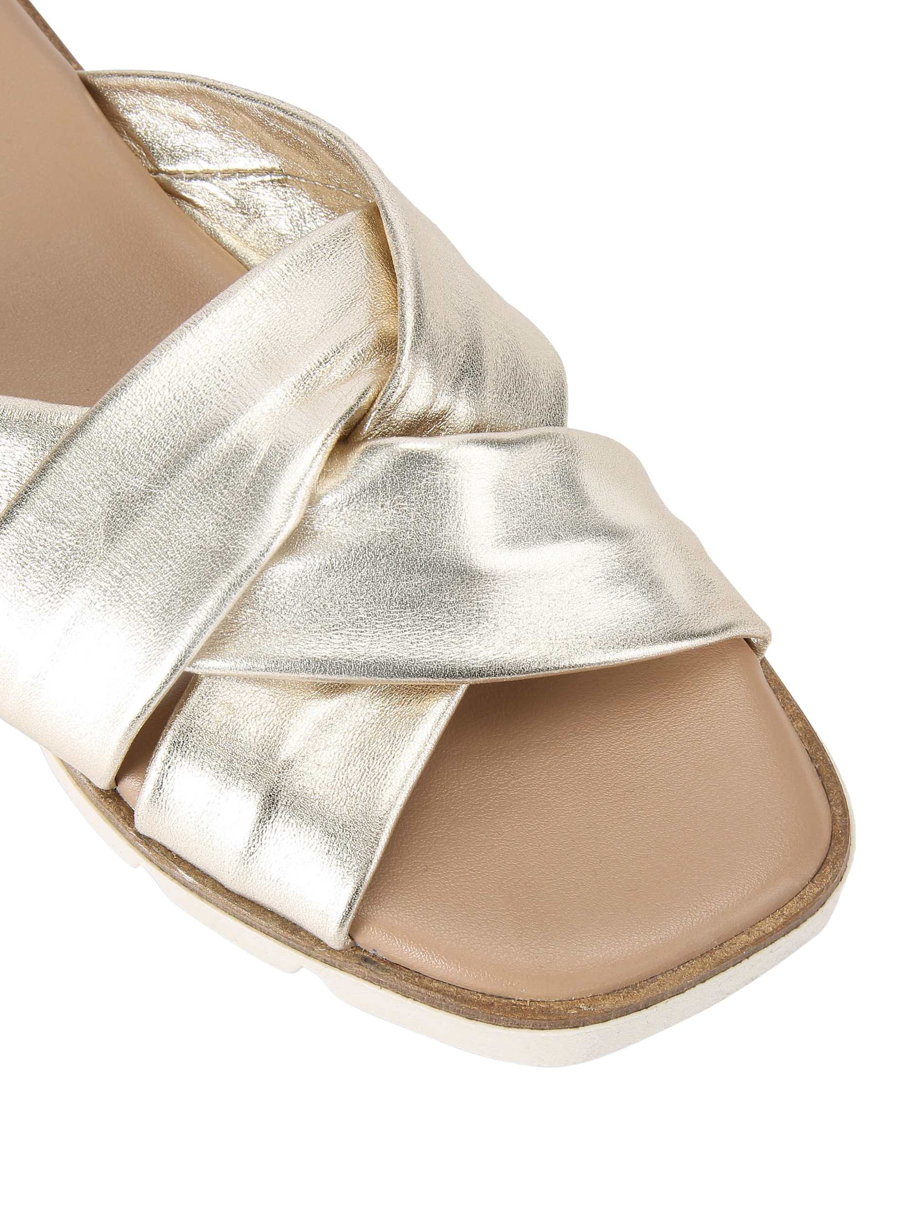 Product image 4 of 4, which shows Carvela Vita Leather Cross Strap Footbed Sandals, Gold, 3