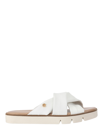 Carvela Vita Leather Cross Strap Footbed Sandals, White, White
