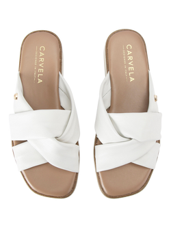 Carvela Vita Leather Cross Strap Footbed Sandals, White - view 2, White