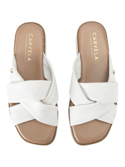Carvela Vita Leather Cross Strap Footbed Sandals, White - view 2, White