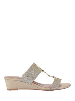 Carvela Arletta Mid Wedge Heel Embellished Sandals, Gold