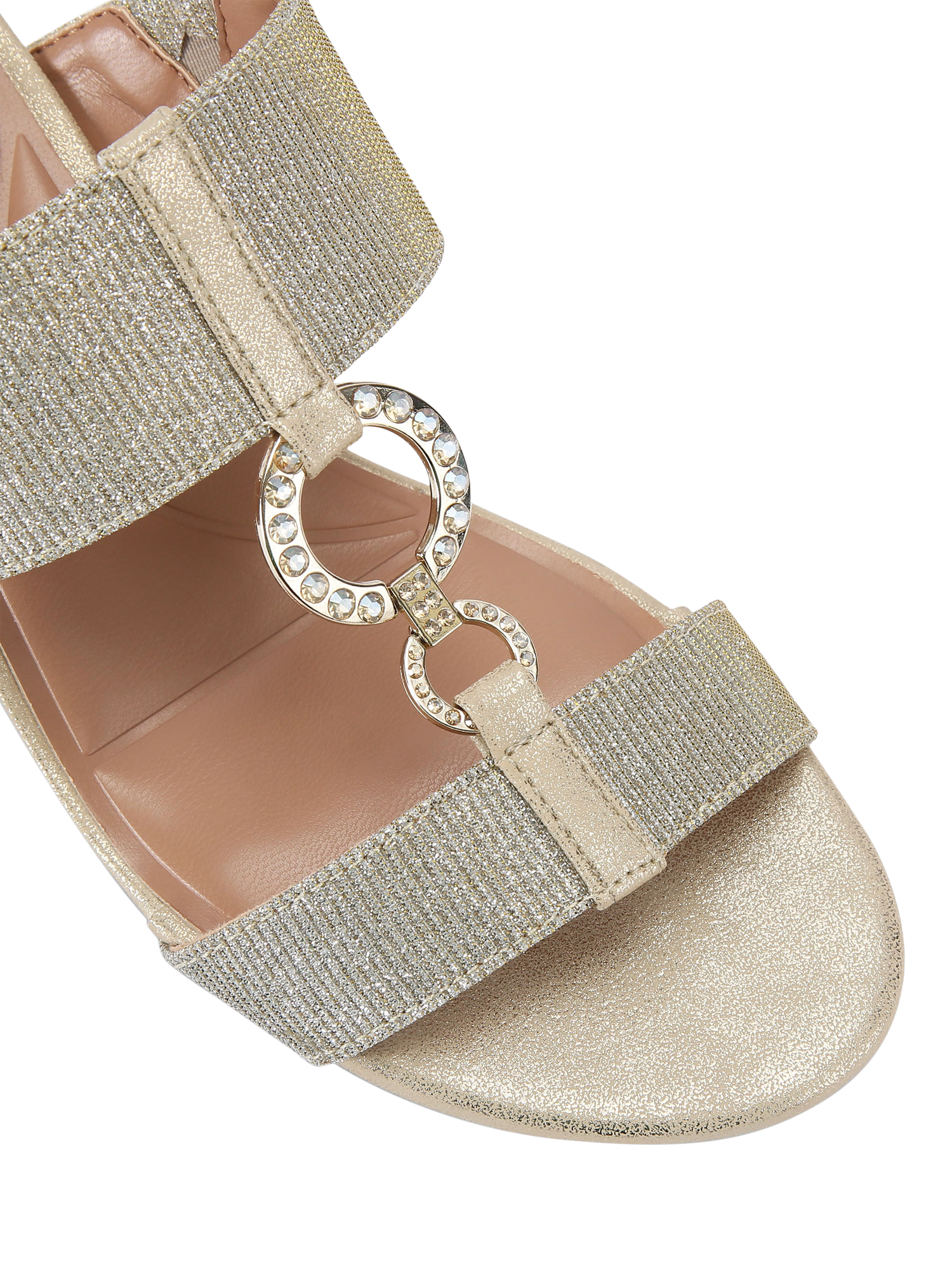 Product image 5 of 5, which shows Carvela Arletta Mid Wedge Heel Embellished Sandals, Gold, 3