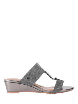 Carvela Arletta Mid Wedge Heel Embellished Sandals, Gunmetal