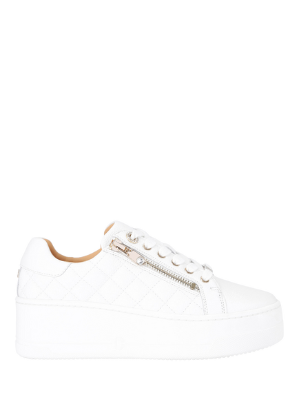 Carvela Connected Leather Chunky Laceless Trainers, White, White