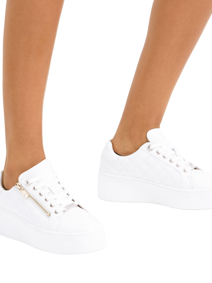 Carvela Connected Leather Chunky Laceless Trainers, White - view 2, White