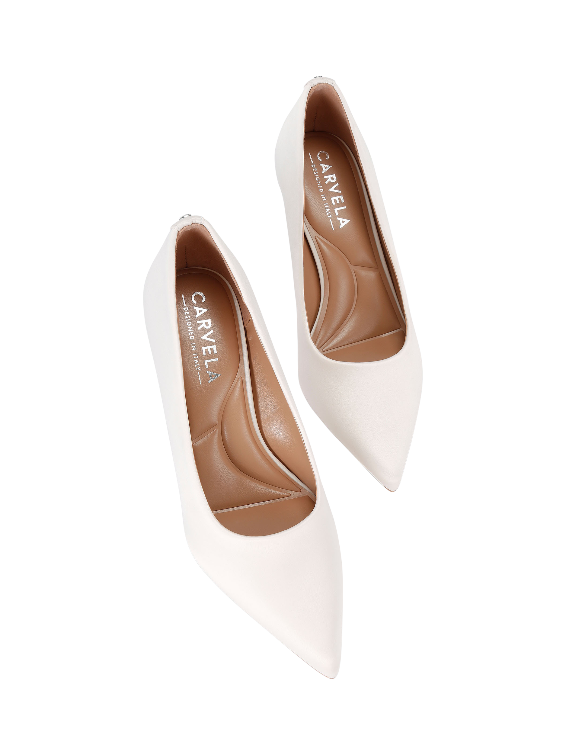 Product image 3 of 4, which shows Carvela Corletta Pointed Heeled Courts, White, 3