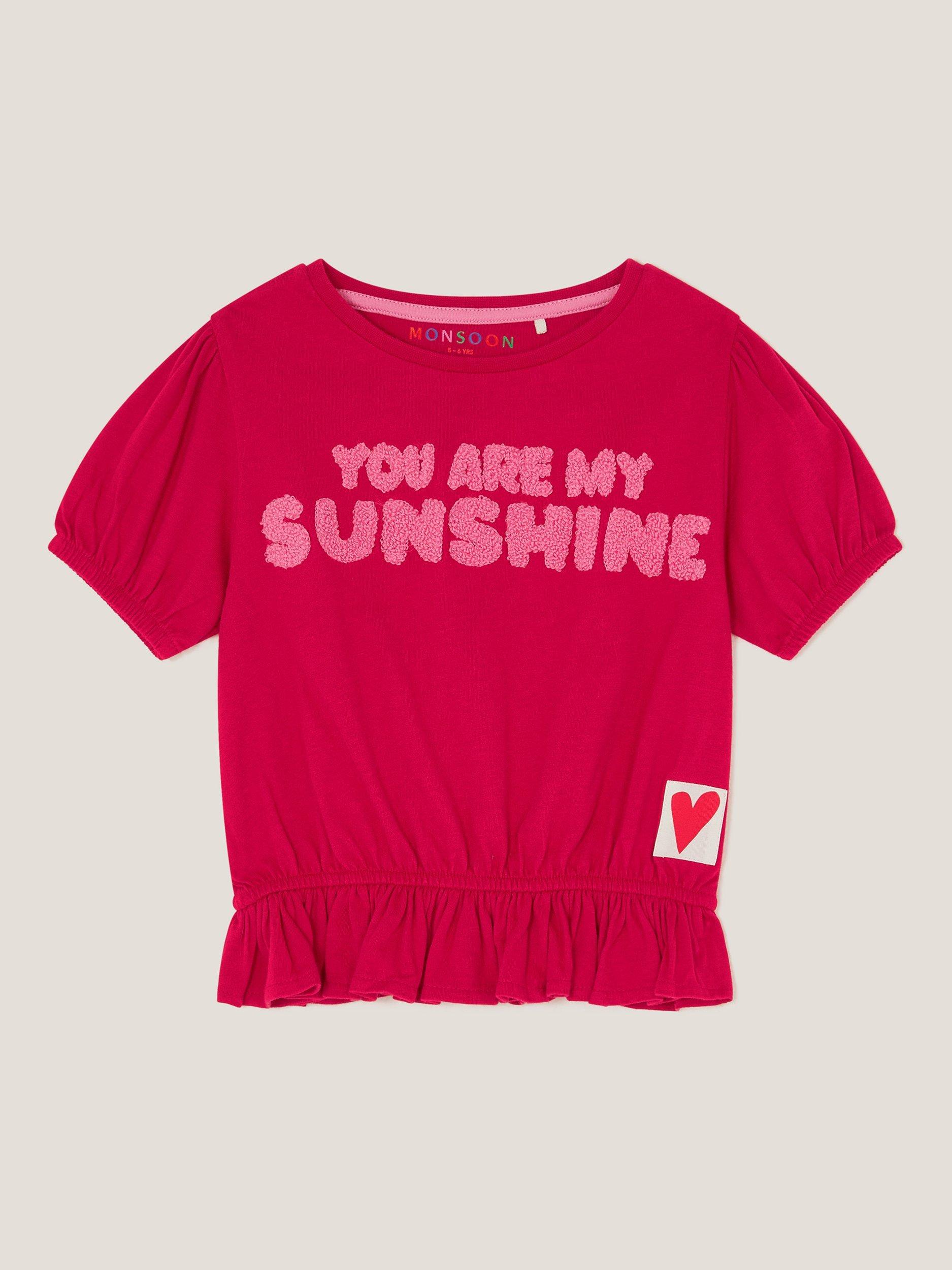 Product image 1 of 3, which shows Monsoon Kids' Slogan Short Sleeve Sweatshirt, Red, 3-4 years